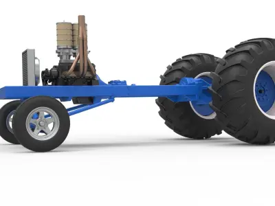 Vintage Small block Pulling tractor Base Scale 1 to 25 3D print model