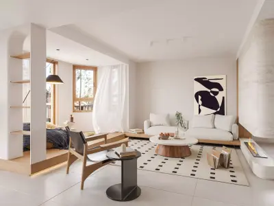 Modern living room dining room interior scenes 368 3D model