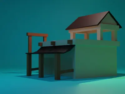 Build house with roof 3D model