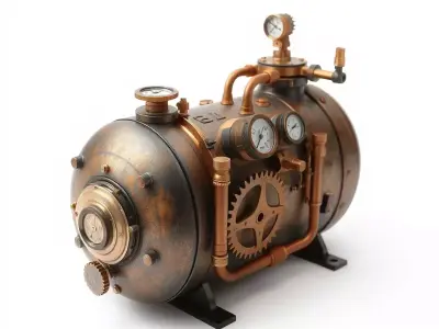 Steampunk Boiler Engine model pack Low-poly 3D model