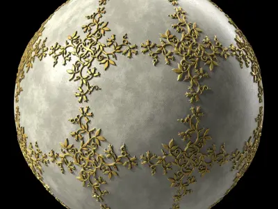 Plaster Materials 9- Ornament Plaster Pbr 4k seamless Sbsar Low-poly 3D model