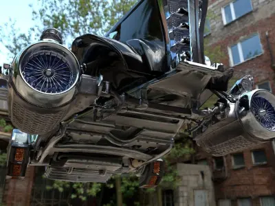 Futuristic Retro Car Low Poly 3D model