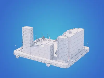 Low Poly City Block Low-poly 3D model