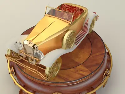 Chinese display stand with classic car 3D model