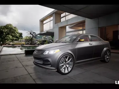 Sedan Car Driveable Animated Realistic Low-poly 3D model