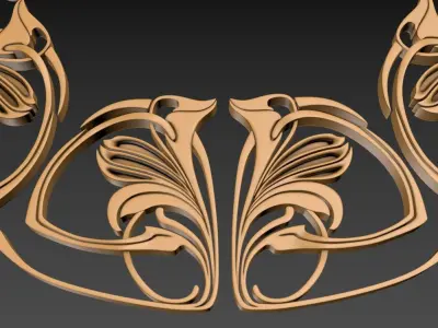 Art Nouveau circle frame 3D print model