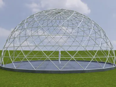 Dome - Triangulated with entry opening and foundation Low-poly 3D model