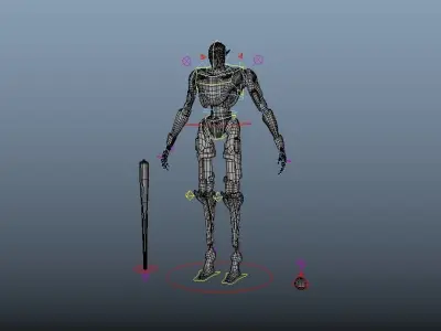 Sci-Fi Baseball Robot Character  Low-poly 3D model