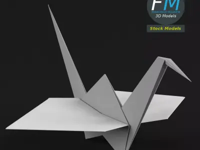 Origami paper crane 3D model