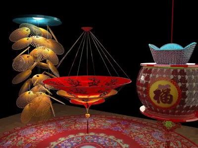 Chinese red lantern  3D model 47