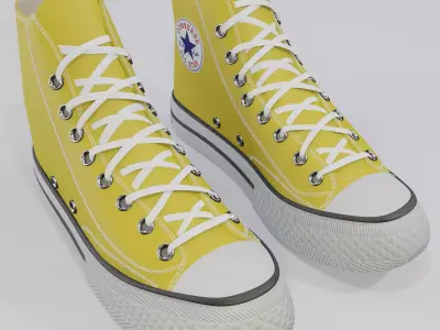 Basketball Leather Shoes Converse All Star Yellow 3D model