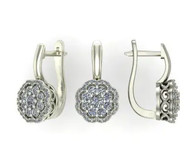 Earrings with 3 sizes gems  3D print model