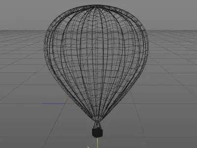 Low poly balloon hot air with clouds in sky 3D model