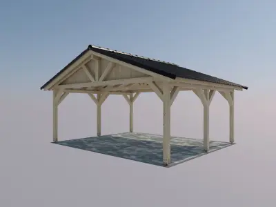 5x6 carport red tile 3D model