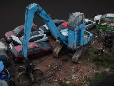 cars wreckage machinery terrain photogrammetry 3D model