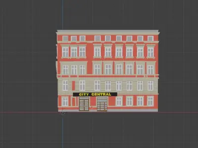 Low poly city house 3D model