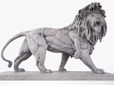 Stone Lion Statue 3D model