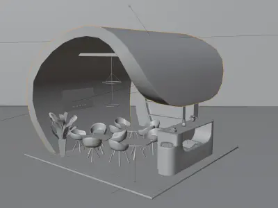 Exhibition booth design  Low-poly 3D model