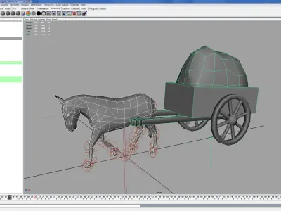 Mule Cart Rigged Low-poly 3D model