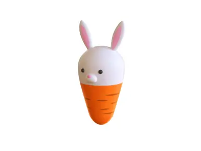 Easter Rabbit Carrot Low-poly 3D model