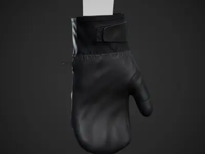 Full Black Snowboard Gloves Low-poly 3D model