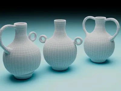 Collection of Ancient Clay Pitcher Low-poly 3D model