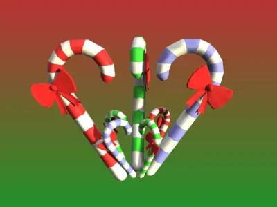 Christmas Candy Sticks FREE Free low-poly 3D model