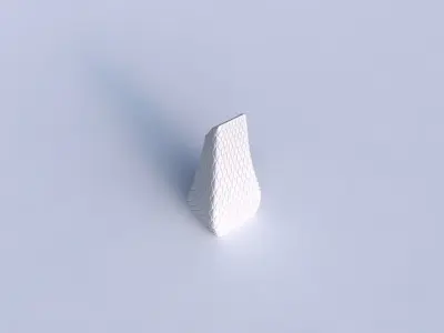 Vase top bent rectangle with diagonal grid bulges 3D print model