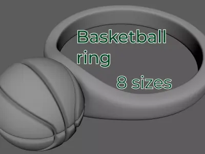 Basketball Ring 3D Printable Finger Ring STL 8 Sizes 16 23 mm 3D print model