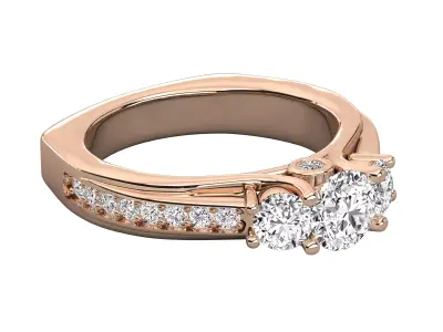 Luxury Pave Three Stone Diamond Ring CAD Design STL 3DM 3D print model