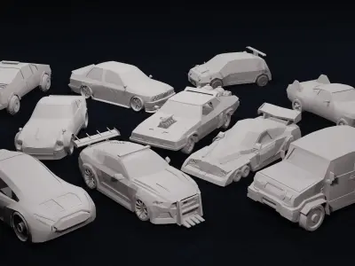 Low poly cars package Low-poly 3D model