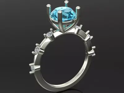 DIAMOND RING WITH BIG CENTER STONE Free 3D print model
