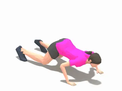 hindu push-ups Exercise Woman Animation Low-poly 3D model