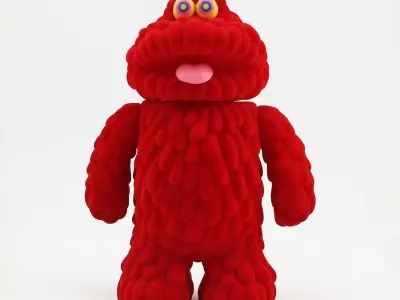 Red Sofubi Style Muckey POP MART toy 3D print model