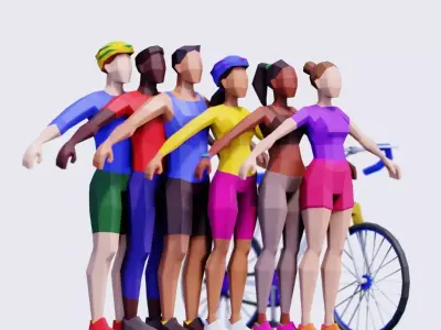 Exercising People - Animated and Rigged Low-poly 3D model