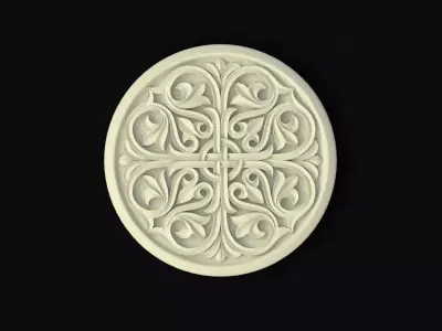 rosette ornately carved circular plate 3D model