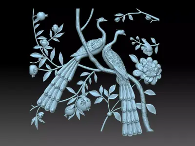 Birds peacocks 3D print model
