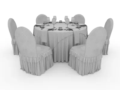 Banquet Table and Chair 42 3D model
