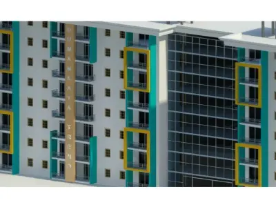 Building Apartment Site Revit Project Model 3D model