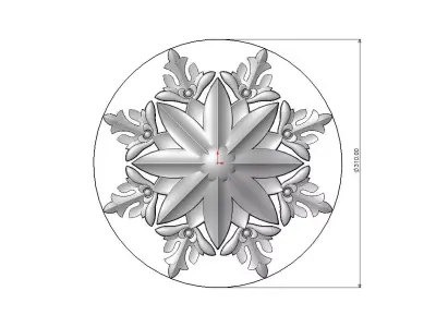 Faceted floral leaf crown rosette carving molding relief onlay 3D print model