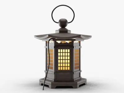 Japanese Style Wood Lantern 3D model