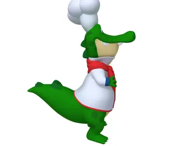 Crocodile chef cartoon 3D model