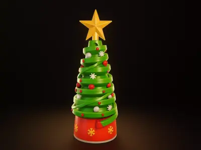 Modern Christmas Tree Decor Spiral Ribbon Design  3D print model