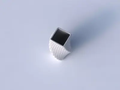 Vase twisted quadratic with diagonal grid plates 3D print model