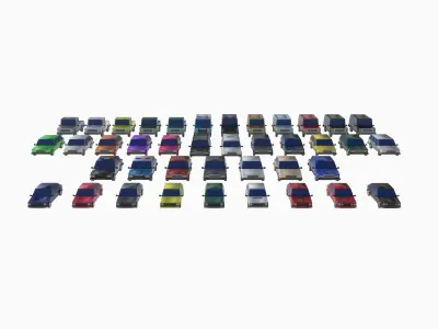 set of cars Low-poly 3D model