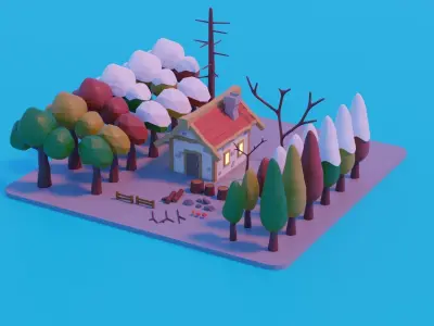 Low Poly Trees Plants and Rocks Low-poly 3D model Free low-poly 3D model