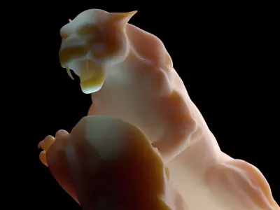 Fierce Puma on Rock   3D print model