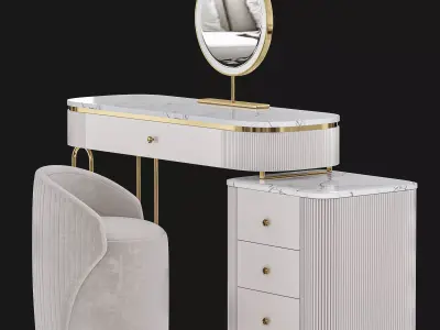 Oboval Modern Makeup Vanity Table by Homary 3D model