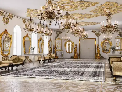 Golden mirror hall 3D model