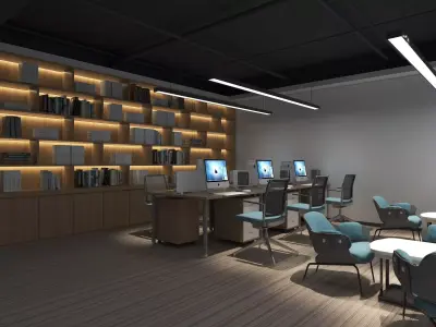 Office interio Low-poly 3D model